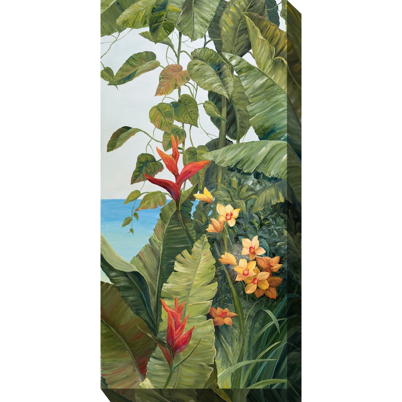 Outdoor Living and Style Green and Red Entwined Outdoor Canvas Rectangular Wall Art Decor 48" x 24"
